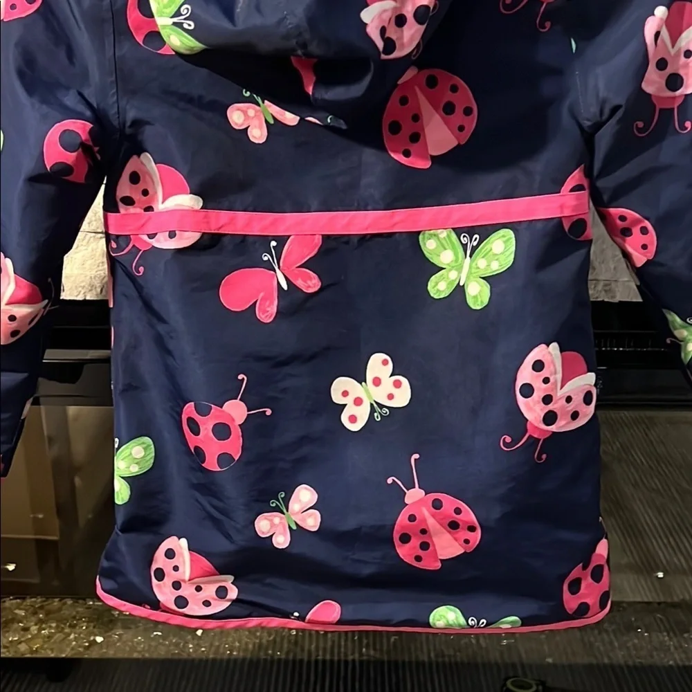 Gymboree Pink and blue Raincoat with butterfly ladybug print size 5